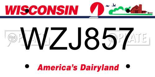 WZJ857 Wisconsin License Plate