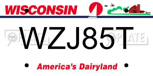 WZJ85T Wisconsin License Plate