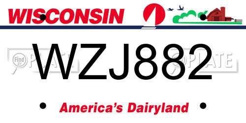 WZJ882 Wisconsin License Plate