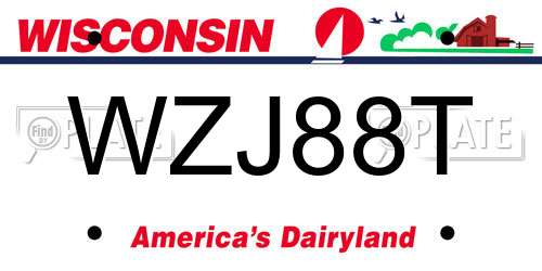 WZJ88T Wisconsin License Plate