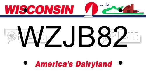 WZJB82 Wisconsin License Plate