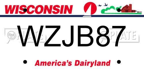 WZJB87 Wisconsin License Plate