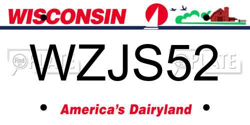 WZJS52 Wisconsin License Plate