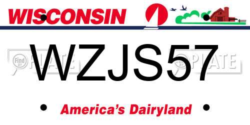 WZJS57 Wisconsin License Plate