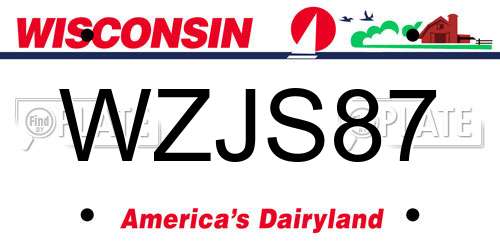 WZJS87 Wisconsin License Plate