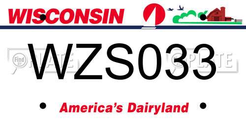 WZS033 Wisconsin License Plate