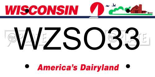WZSO33 Wisconsin License Plate