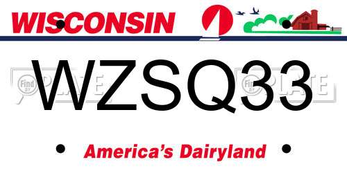 WZSQ33 Wisconsin License Plate