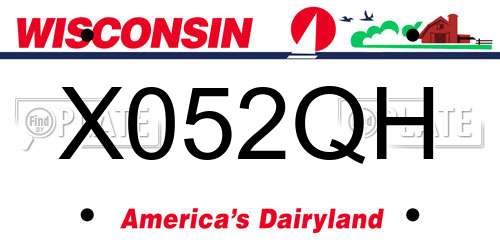 X052QH Wisconsin License Plate