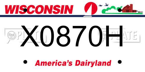 X0870H Wisconsin License Plate