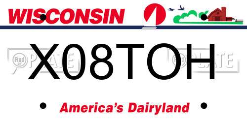X08TOH Wisconsin License Plate