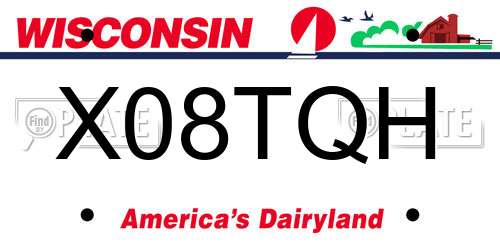 X08TQH Wisconsin License Plate