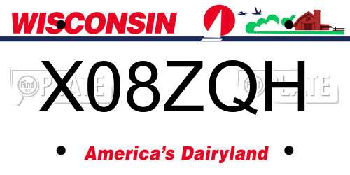 X08ZQH Wisconsin License Plate