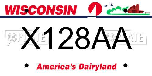 X128AA Wisconsin License Plate
