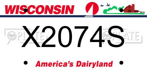 X2074S Wisconsin License Plate
