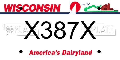 X387X Wisconsin License Plate