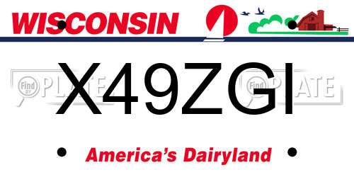 X49ZGI Wisconsin License Plate