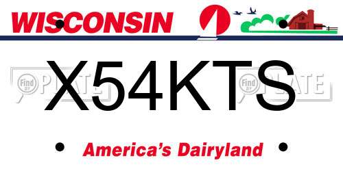 X54KTS Wisconsin License Plate