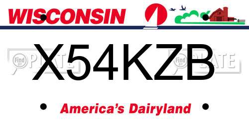 X54KZB Wisconsin License Plate