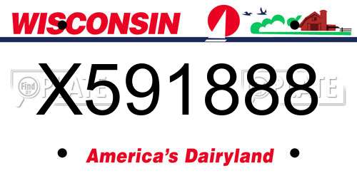 X591888 Wisconsin License Plate