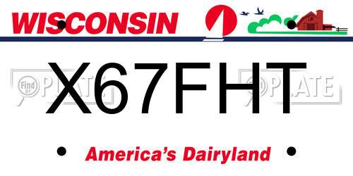 X67FHT Wisconsin License Plate