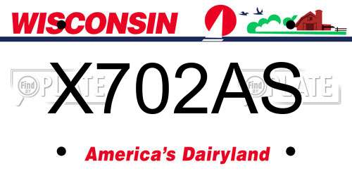 X702AS Wisconsin License Plate
