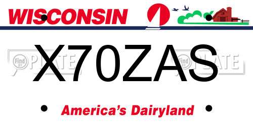 X70ZAS Wisconsin License Plate