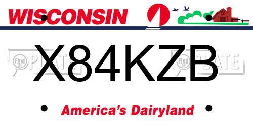 X84KZB Wisconsin License Plate
