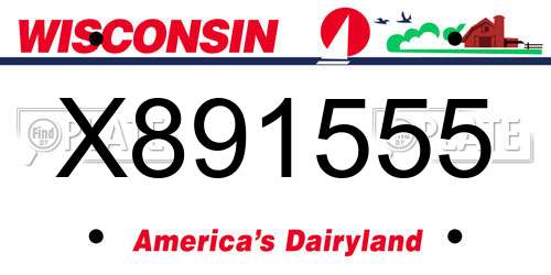X891555 Wisconsin License Plate