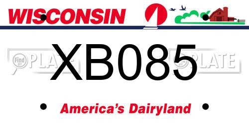 XB085 Wisconsin License Plate