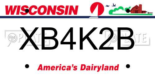 XB4K2B Wisconsin License Plate