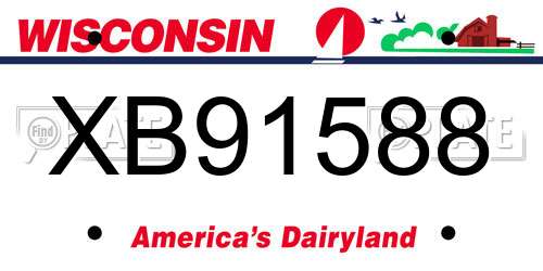 XB91588 Wisconsin License Plate