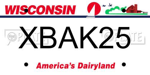 XBAK25 Wisconsin License Plate