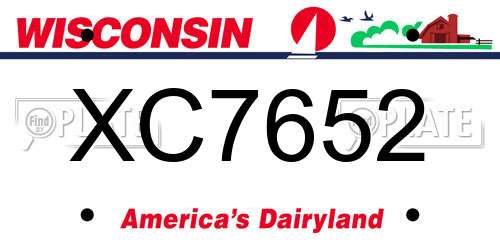 XC7652 Wisconsin License Plate