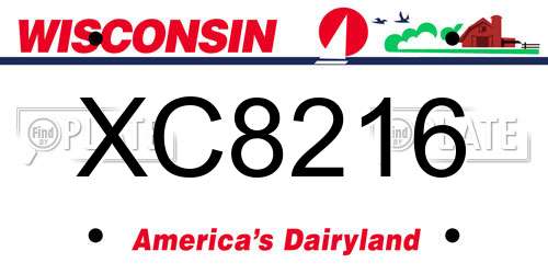 XC8216 Wisconsin License Plate