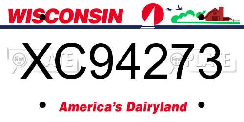 XC94273 Wisconsin License Plate