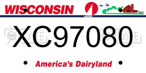 XC97080 Wisconsin License Plate