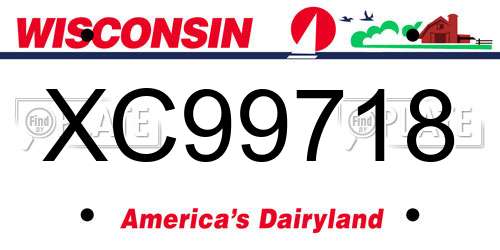 XC99718 Wisconsin License Plate