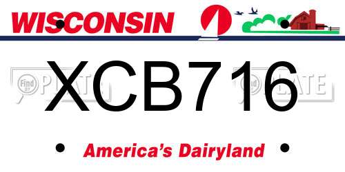 XCB716 Wisconsin License Plate