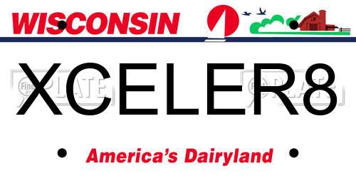 XCELER8 Wisconsin License Plate