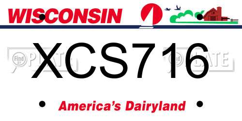 XCS716 Wisconsin License Plate