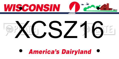 XCSZ16 Wisconsin License Plate