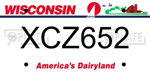 XCZ652 Wisconsin License Plate