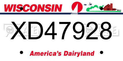 XD47928 Wisconsin License Plate