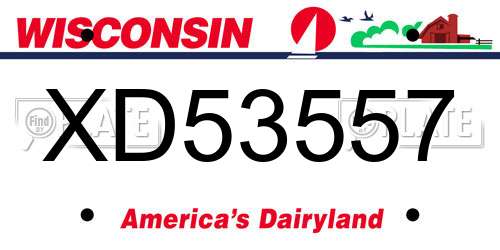 XD53557 Wisconsin License Plate