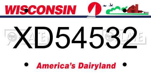 XD54532 Wisconsin License Plate