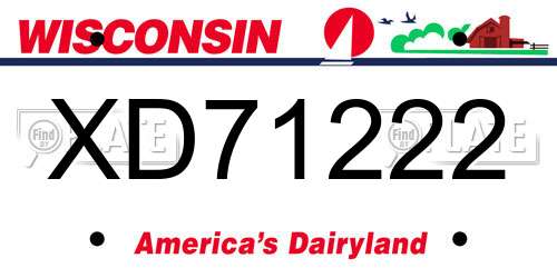 XD71222 Wisconsin License Plate