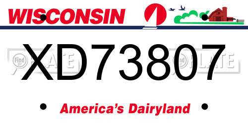 XD73807 Wisconsin License Plate