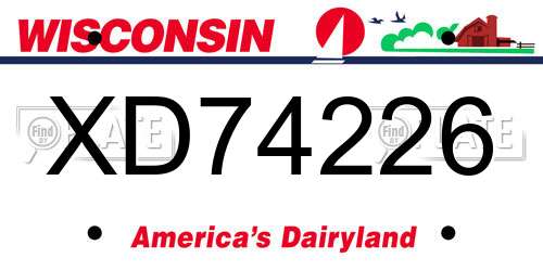 XD74226 Wisconsin License Plate