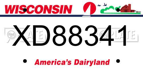 XD88341 Wisconsin License Plate